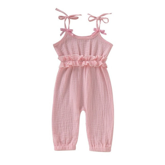 Fashion Kids Baby Girl Boy Summer Strap Cotton Sleeveless Solid Romper Jumpsuit Suspenders Pants Trousers Clothes Set