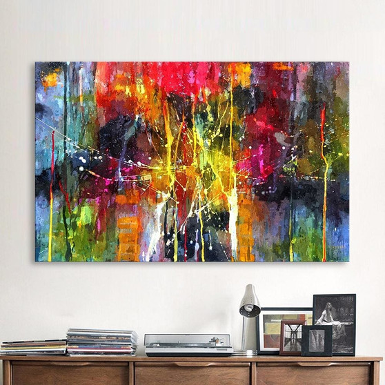 QKART Abstract Painting Colorful Canvas Wall Pictures for Living Room Office Bedroom  Modern Canvas