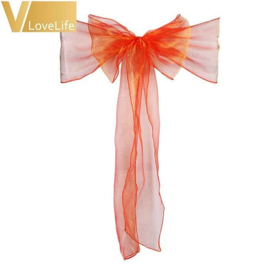 50pcs Organza Chair Sash Bow For Cover Banquet Wedding Party Event Xmas Decoration Sheer Organza