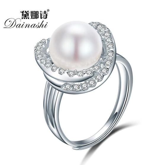 Dainashi Fine Cross Round Rings For Women 925 Sterling Silver Jewelry Natural White Pearl Jewelry