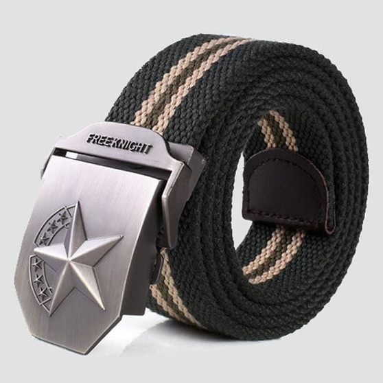 3D Red Star Automatic Buckle Belts Fashion Men's Tactical Canvas Belts Male Casual Strap Waist of