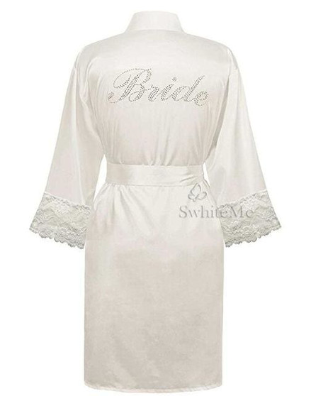 LP004 Wedding Bride Bridesmaid Floral Robe Satin Rayon Bathrobe Nightgown For Women Kimono Sleepwear
