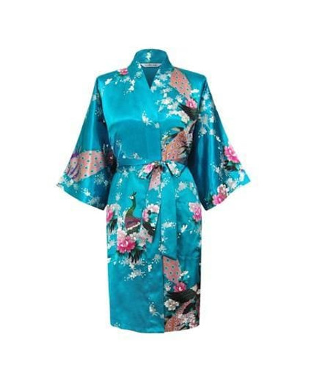 Silk Satin Wedding Bride Bridesmaid Robe Floral Bathrobe Short Kimono Robe Night Robe Bath Robe