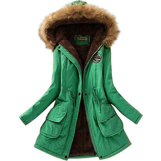 Aonibeier Parkas Women Coats Fashion Autumn Warm Winter Jackets Women Fur Collar Long Parka Plus