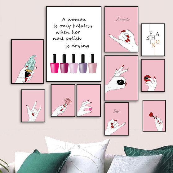 Home Decor Prints Painting Wall Art Makeup Nail Polish Manicures Nordic Style Pictures Modular Canvas Poster Bedside Background