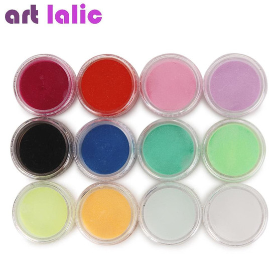 12 Colors Acrylic Powder Dust UV Gel Design 3D Tips Decoration Manicure Nail Art
