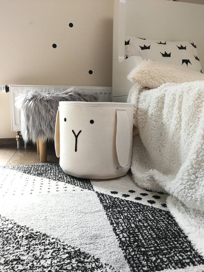 Handmade Felt Bunny Basket - Nordic Kid's Room Storage