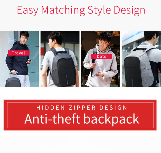 MR Anti-theft USB Charging Backpack for 15 inch laptop