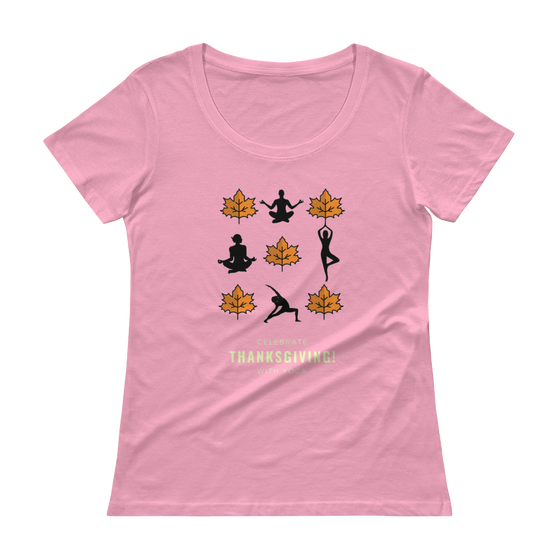 "Celebrate Thanksgiving With Yoga" Ladies' Scoopneck T-Shirt