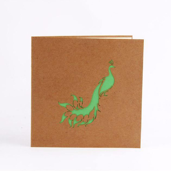 Peacock Greeting Card /3D Pop Up Invitation (Gorgeous Peafowl, Peahen)