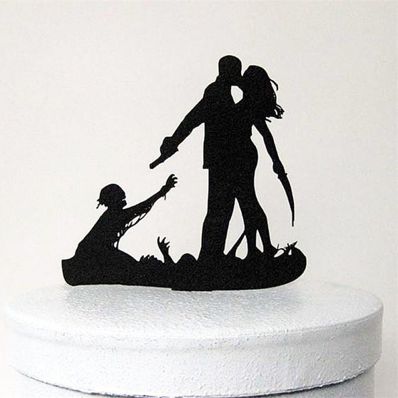 Wedding Cake Topper (Scary Horror Halloween Theme  /Funny Humorous Creative)