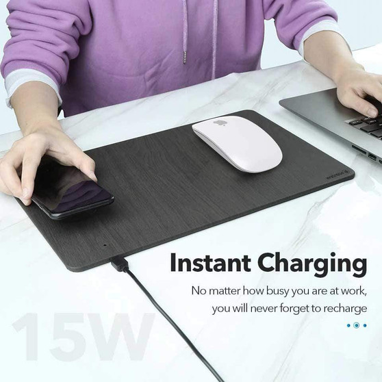 Wooden Texture Wireless Charging Mouse Pad