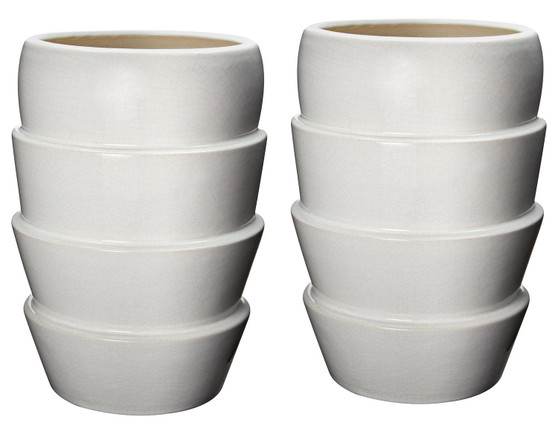 White Crackle Short Water Chestnut Crackle Layered Vessel - Set of 2 - Style: 7497896