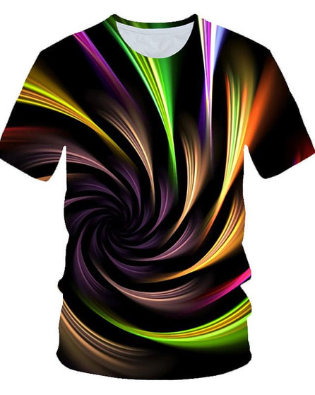 Men's T shirt Graphic Print Short Sleeve Daily Wear Tops Streetwear Exaggerated Round Neck Rainbow / Club