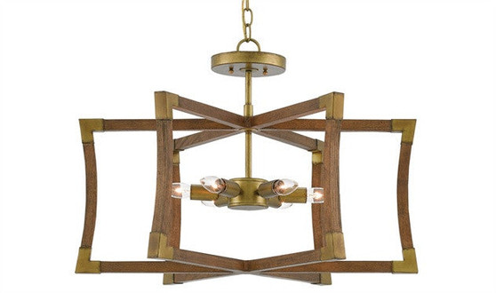 Bastian Wood Semi Flush Chandelier- Currey & Co 9000-0221