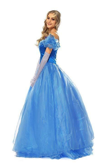 BFJFY Womens Cinderella Princess Blue Full Dress Halloween Cosplay Costume