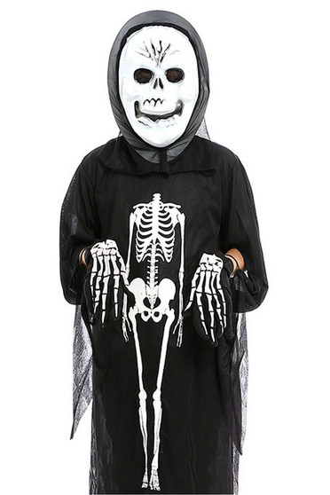 BFJFY Halloween Boy Cosplay Costume Kids Horror Skull Jumpsuit With Mask