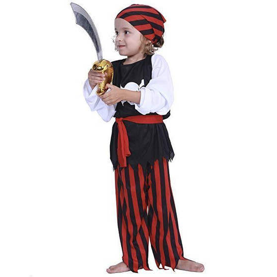 BFJFY Boys Halloween Skull Skeleton Pirate Cosplay Costume