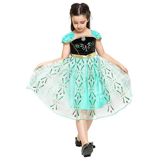 BFJFY Frozen Girls Halloween Dress Princess Anna Costume Dress