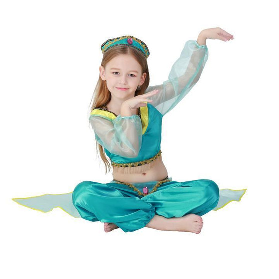 BFJFY Girls Arabian Royalty Princess Jasmine Halloween Costume