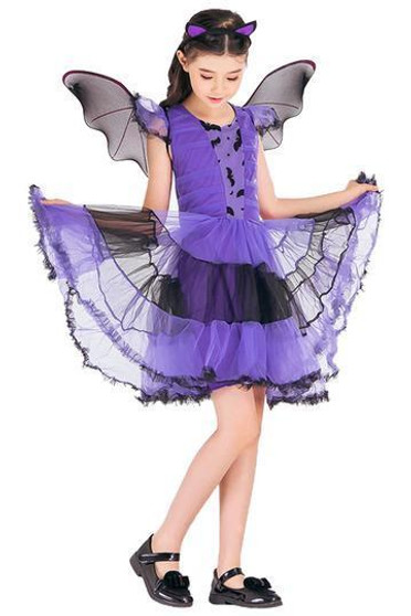 BFJFY Girl's Halloween Bat Fairy Dress Princess Cosplay Costume