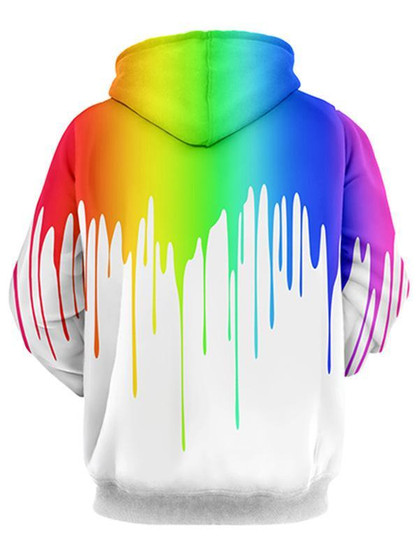 BFJmz Rainbow 3D Printing Coat Zipper Coat Leisure Sports Sweater  Autumn And Winter