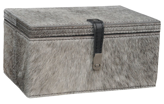 Small Grey Hairon Leather Box - Style: 7789756