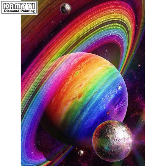 5D DIY Diamond Painting Rainbow Saturn - craft kit