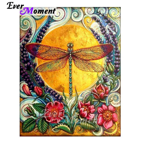 5D DIY Diamond Painting Floral Dragonfly - craft kit