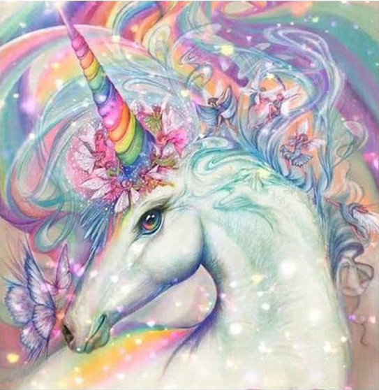 5D DIY Diamond Painting Rainbow Horn Unicorn - craft kit