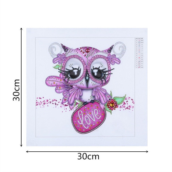 5D DIY Diamond Painting Pink Owl Love Partial - craft kit