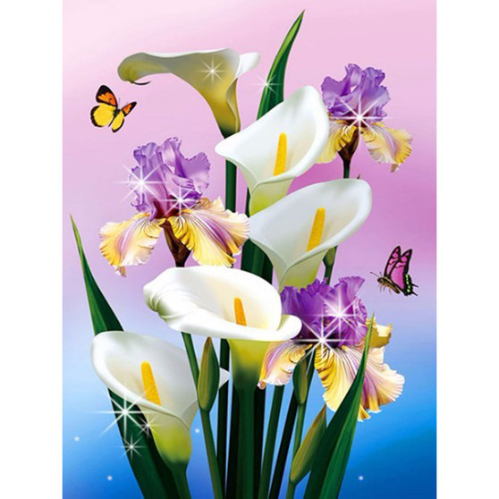 5D DIY Diamond Painting Calla Lilies and Irises - Craft Kit