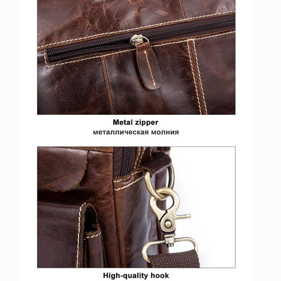 Bag men leather laptop genuine shoulder messenger crossbody briefcase tote