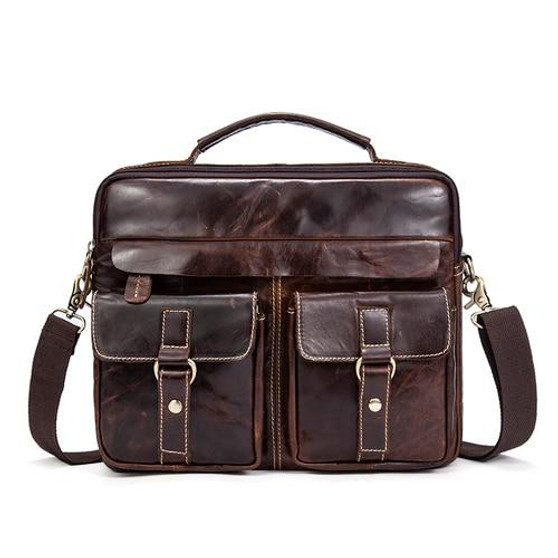 Briefcase male messenger genuine leather work business casual travel for documents