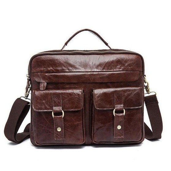 Handbag men genuine leather messenger briefcase business shoulder crossbody