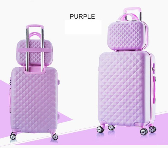 Rolling suitcase women 2pcs/set fashion 20/22/24/28 inch students trolley cosmetic bag case travel spinner password luggage