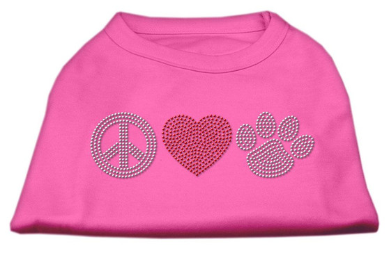 Peace Love And Paw Rhinestone Shirt Bright Pink
