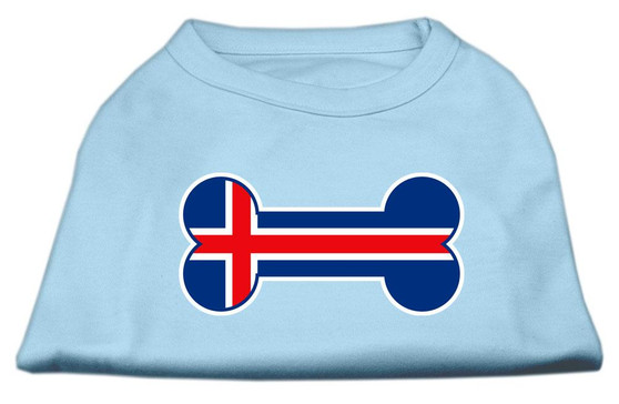 Bone Shaped Iceland Flag Screen Print Shirts Baby Blue