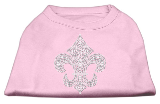 Silver Fleur De Lis Rhinestone Shirts Light Pink