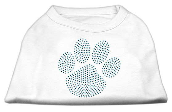 Blue Paw Rhinestud Shirt White