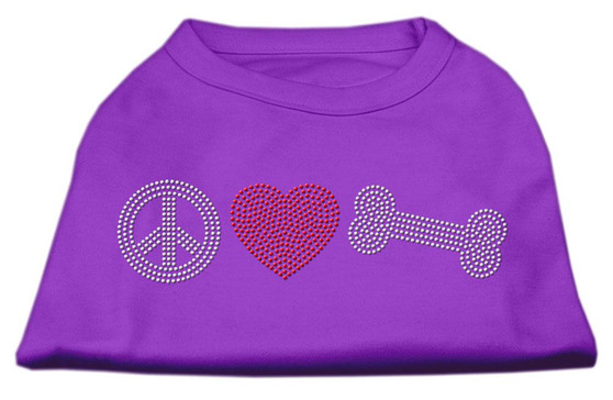 Peace Love And Bone Rhinestone Shirt Purple