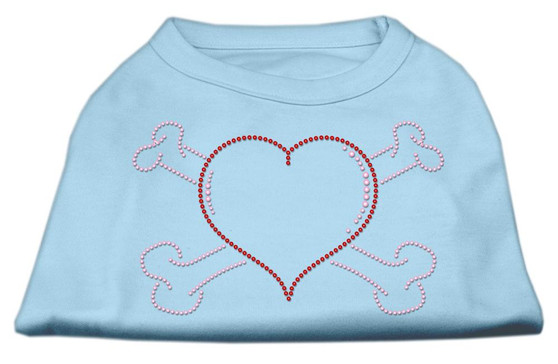 Heart And Crossbones Rhinestone Shirts Baby Blue
