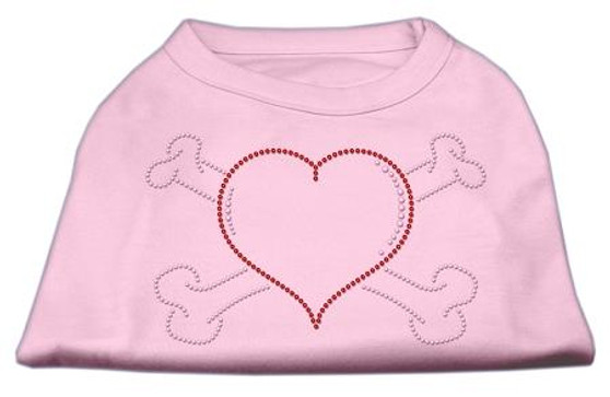Heart And Crossbones Rhinestone Shirts Light Pink