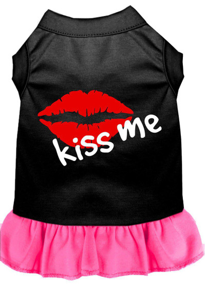 Kiss Me Screen Print Dress Black