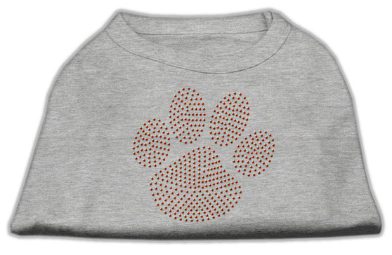 Orange Paw Rhinestud Shirts Grey