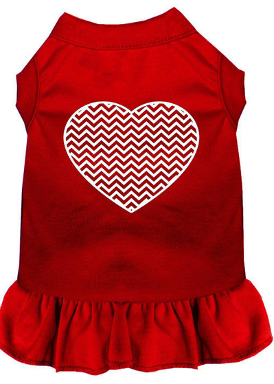 Chevron Heart Screen Print Dress Red