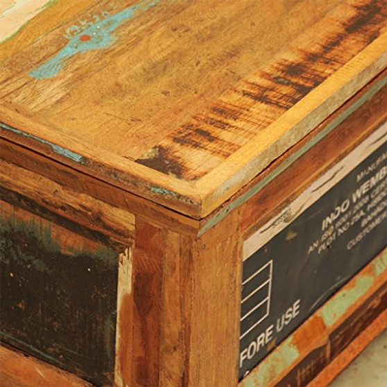 Festnight Vintage Storage Cabinet Box Reclaimed Wood Coffee Table Tea End Table Pure Handmade for Home Office Living Room Furniture