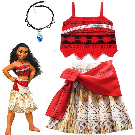 2020 Girls Moana Cosplay Costume for Kids Vaiana Princess Dress Clothes for Halloween Costumes for girls baby Girl party dresses