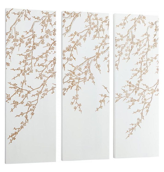 White And Gold Cherry Blossom 47.25 x 47.25 Wood Wall Art - Style: 7667282