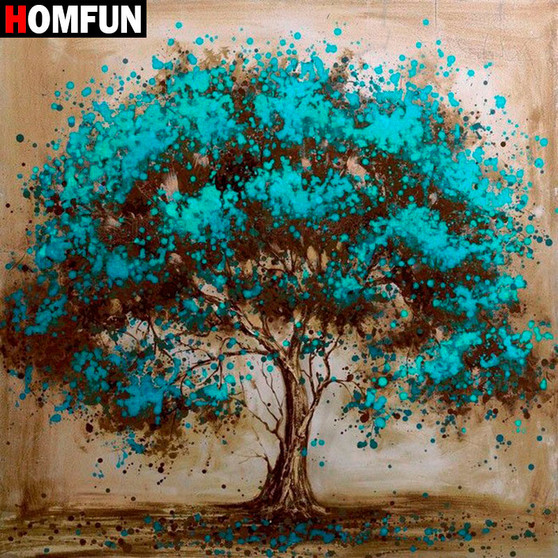 HOMFUN Full Square/Round Drill 5D DIY Diamond Painting "Blue tree" 3D Embroidery Cross Stitch 5D Home Decor Gift BK01